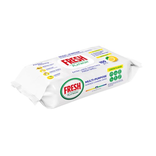 FRESH Platinum háztartási tisztítókendő citromos 100 db-os