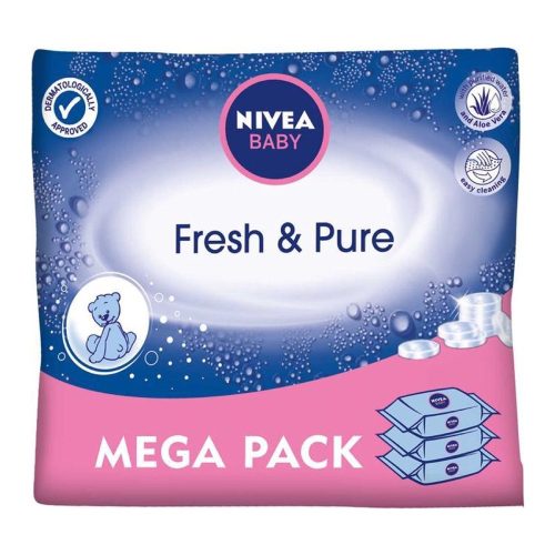 NIVEA BABY nedves törlőkendő  fresh & pure 3x63 db-os