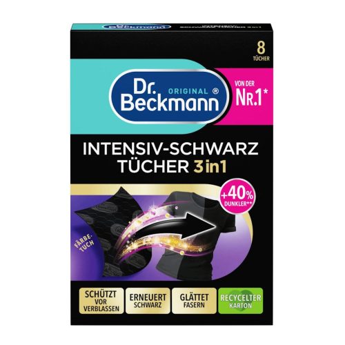 DR BECKMANN textil színező és ápoló kendő fekete ruhákhoz 3 IN 1 8 db-os