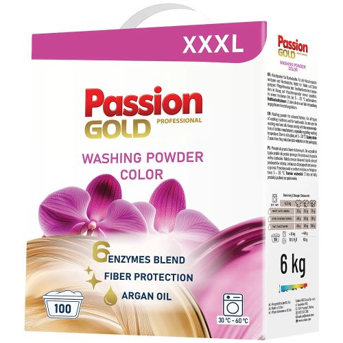 PASSION GOLD mosópor színes ruhákhoz Argan Olajjal illatosított 6 kg