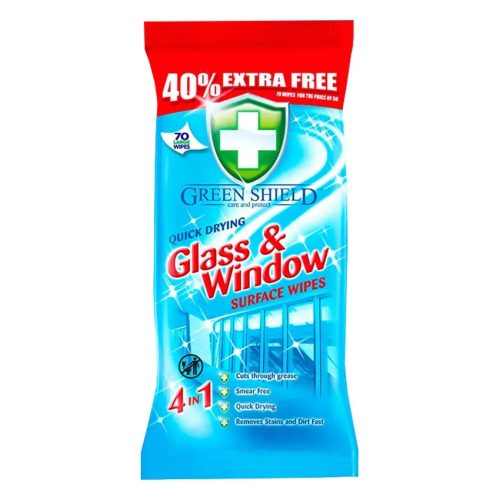 GREEN SHIELD tisztítókendő üveghez és ablakokhoz 70 db-os