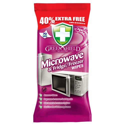 GREEN SHIELD tisztítókendő mikrohullámú sütőhöz & hűtőszekrényhez 70 db-os
