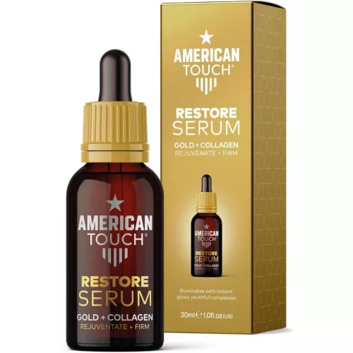 AMERICAN TOUCH RESTORE arc szérum arany + kollagén 30ML -VEGÁN
