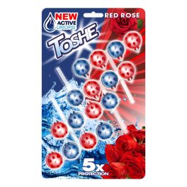   TOSHE WC-illatosító-tisztító golyók rózsa illat 4x55g / red rose