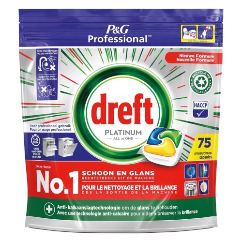 DREFT Platinum ALL IN 1 mosogatógép kapszula citrom illat 75 db-os