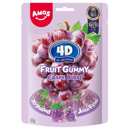 AMOS 4D-S SZŐLŐ ZSELÉVEL TÖLTÖTT GUMICUKOR 65G