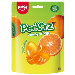 AMOS  PEELERZ HÁMOZHATÓ GUMICUKOR NARANCS ÍZŰ 65G